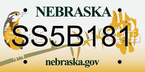 SS5B181 Nebraska License Plate