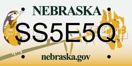 SS5E5Q Nebraska License Plate