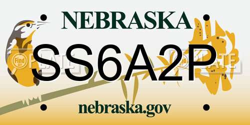 SS6A2P Nebraska License Plate