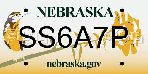 SS6A7P Nebraska License Plate