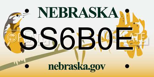SS6B0E Nebraska License Plate