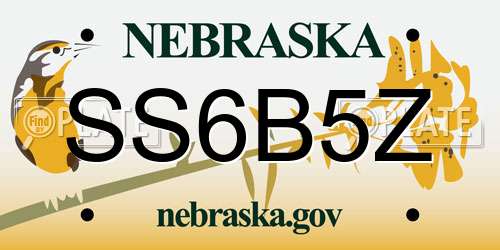 SS6B5Z Nebraska License Plate