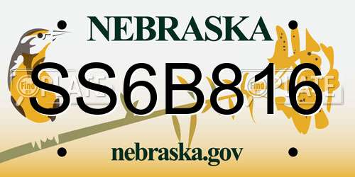 SS6B816 Nebraska License Plate