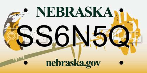 SS6N5Q Nebraska License Plate