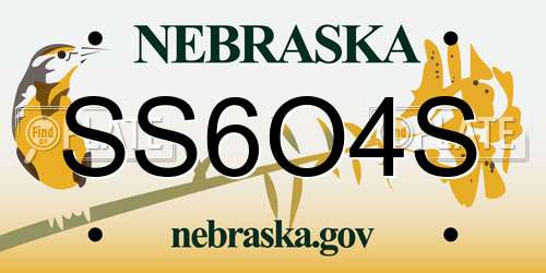 SS6O4S Nebraska License Plate