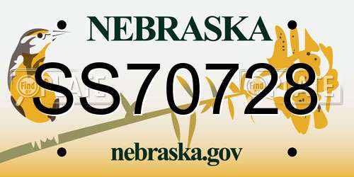 SS70728 Nebraska License Plate