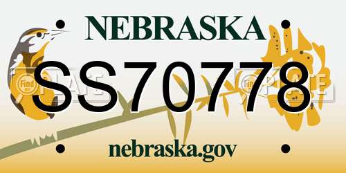 SS70778 Nebraska License Plate