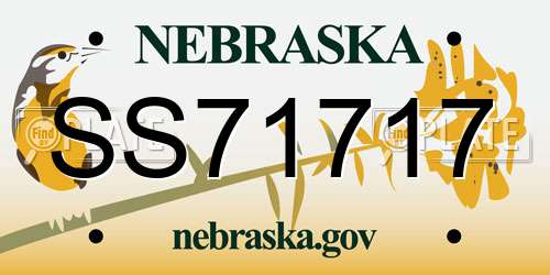 SS71717 Nebraska License Plate