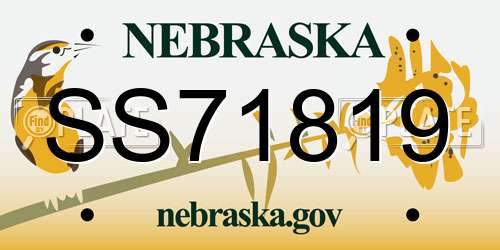 SS71819 Nebraska License Plate