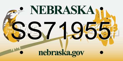SS71955 Nebraska License Plate