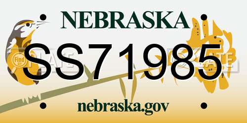 SS71985 Nebraska License Plate