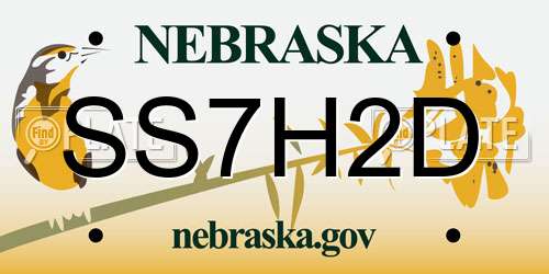 SS7H2D Nebraska License Plate