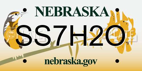 SS7H2O Nebraska License Plate