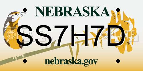 SS7H7D Nebraska License Plate