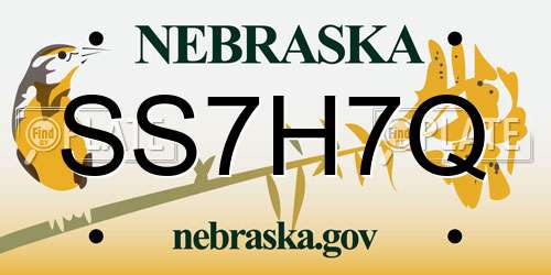 SS7H7Q Nebraska License Plate