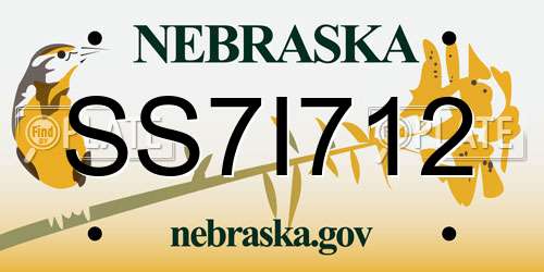 SS7I712 Nebraska License Plate