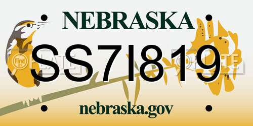 SS7I819 Nebraska License Plate