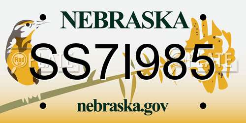 SS7I985 Nebraska License Plate