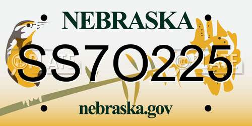 SS7O225 Nebraska License Plate