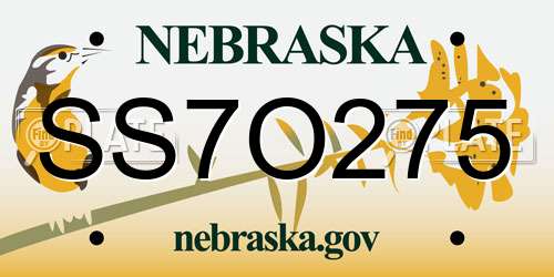 SS7O275 Nebraska License Plate