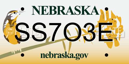 SS7O3E Nebraska License Plate