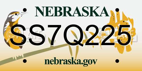 SS7Q225 Nebraska License Plate