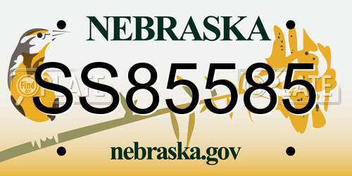 SS85585 Nebraska License Plate