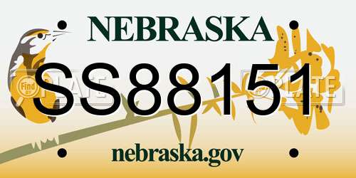 SS88151 Nebraska License Plate