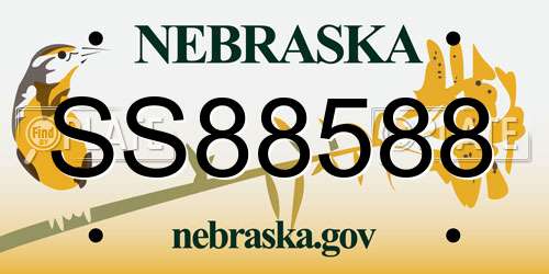 SS88588 Nebraska License Plate