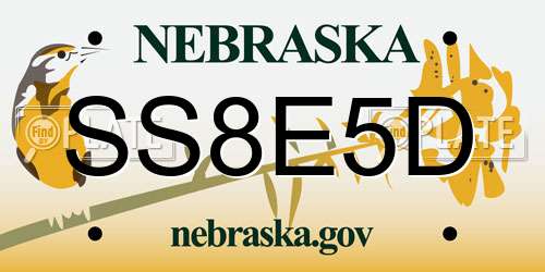 SS8E5D Nebraska License Plate