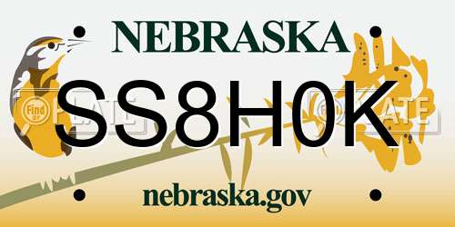 SS8H0K Nebraska License Plate
