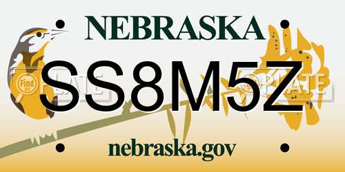SS8M5Z Nebraska License Plate