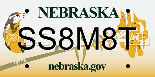 SS8M8T Nebraska License Plate