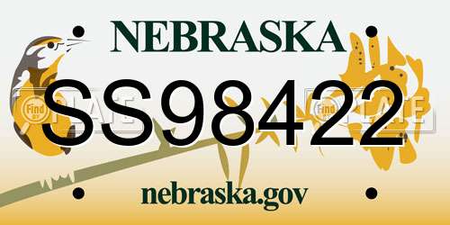 SS98422 Nebraska License Plate