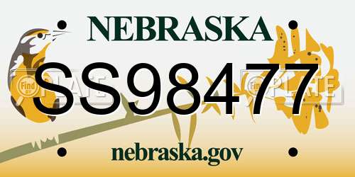 SS98477 Nebraska License Plate
