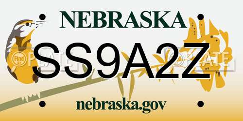 SS9A2Z Nebraska License Plate