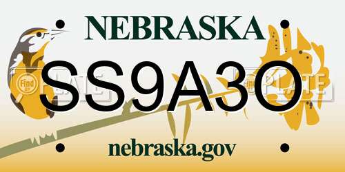 SS9A3O Nebraska License Plate