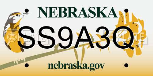 SS9A3Q Nebraska License Plate
