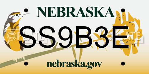 SS9B3E Nebraska License Plate