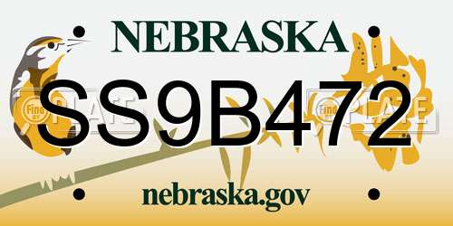 SS9B472 Nebraska License Plate