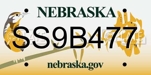 SS9B477 Nebraska License Plate