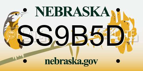 SS9B5D Nebraska License Plate