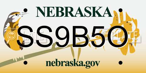SS9B5O Nebraska License Plate