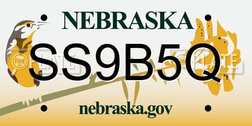 SS9B5Q Nebraska License Plate