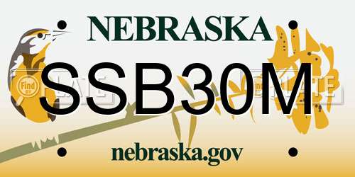 SSB30M Nebraska License Plate
