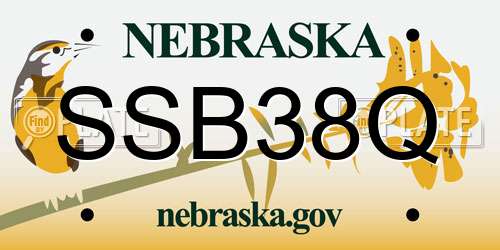 SSB38Q Nebraska License Plate