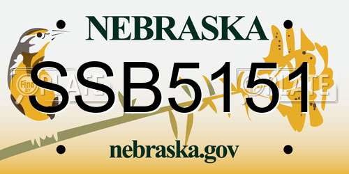 SSB5151 Nebraska License Plate