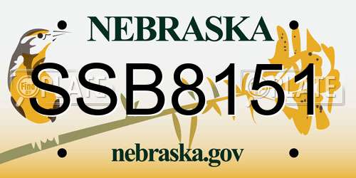 SSB8151 Nebraska License Plate