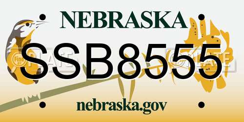 SSB8555 Nebraska License Plate