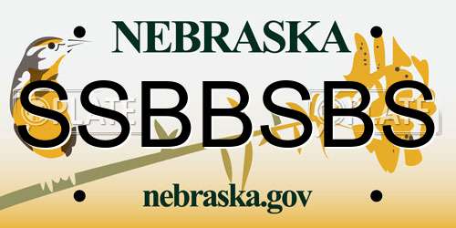 SSBBSBS Nebraska License Plate